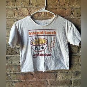 Instant Lunch Graphic Crop Top - White